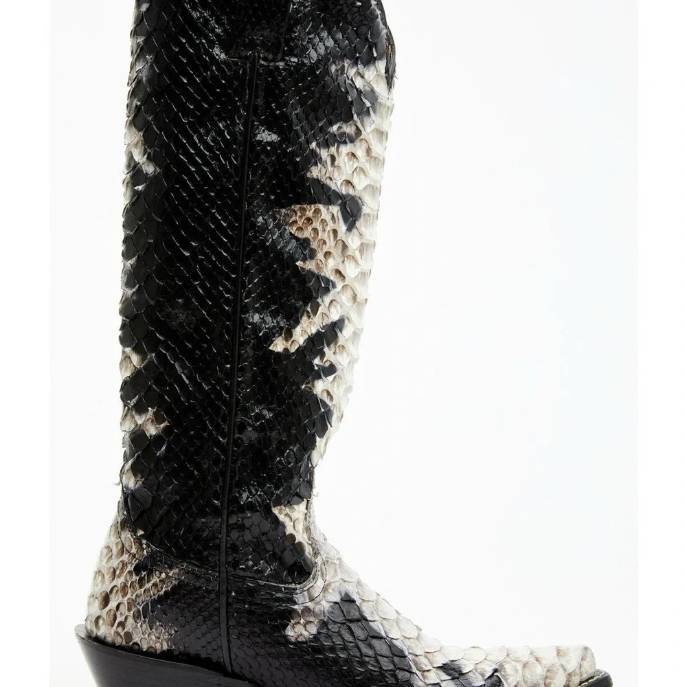 Idyllwind Black and White Python-Print Over-the-Knee Boot